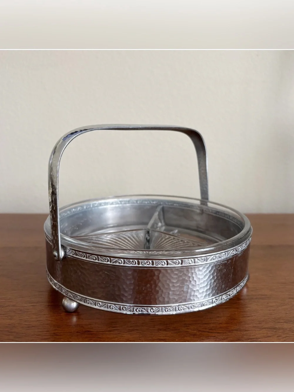 Vintage Divided Glass Relish Candy Dish W. M. MTS.  4054